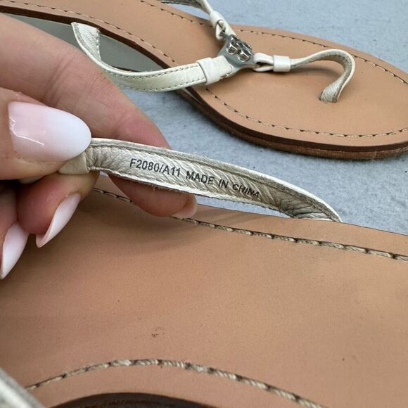 Y2K Coach Womens Beige White Vita Wedge Heel Flip Flop Leather Sandals Size 7 - Picture 7 of 12